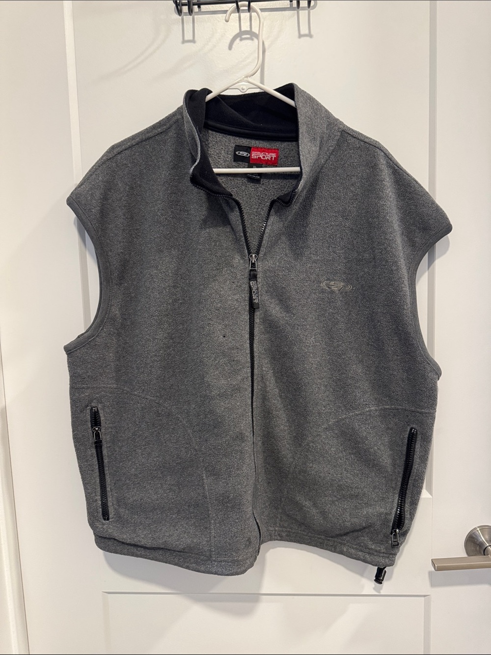 Men's Fleece Zip Vest grey and blue Xl